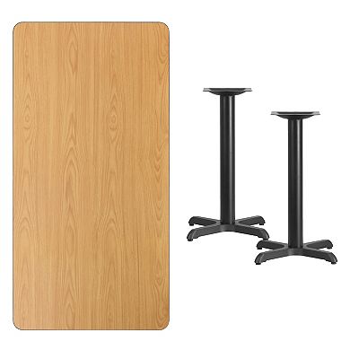 Emma and Oliver 30"x60" Rectangular Mahogany Laminate Table Top with 22"x22" Bases