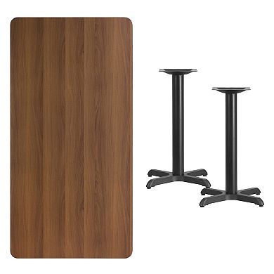 Emma and Oliver 30"x60" Rectangular Mahogany Laminate Table Top with 22"x22" Bases