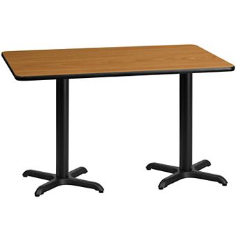 Emma and Oliver 30"x60" Rectangular Mahogany Laminate Table Top with 22"x22" Bases