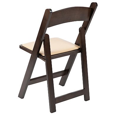 Emma and Oliver Chocolate Wood Folding Chair with Detachable Vinyl Padded Seat
