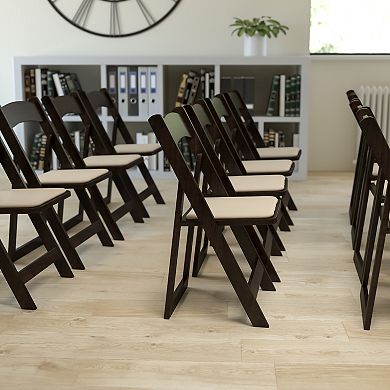 Emma and Oliver Chocolate Wood Folding Chair with Detachable Vinyl Padded Seat