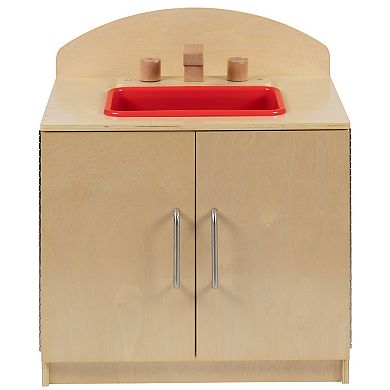 Emma and Oliver Children's Wooden Kitchen Sink with Turnable Knobs for Commercial or Home Use