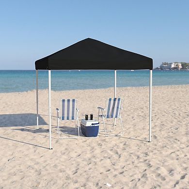 Emma and Oliver Tamar White 8'x8'  Weather Resistant, UV Coated Pop Up Canopy Tent with Reinforced Corners, Height Adjustable Frame and Carry Bag