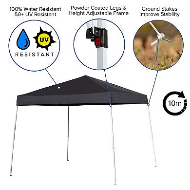 Emma and Oliver Tamar White 8'x8'  Weather Resistant, UV Coated Pop Up Canopy Tent with Reinforced Corners, Height Adjustable Frame and Carry Bag