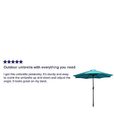 Emma and Oliver Bundled Set - 9 FT Round Umbrella & Universal Cement Waterproof Base