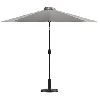 Emma and Oliver Bundled Set - 9 FT Round Umbrella & Universal Cement Waterproof Base