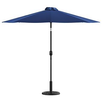 Emma and Oliver Bundled Set - 9 FT Round Umbrella & Universal Cement Waterproof Base