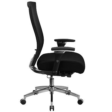 Emma and Oliver 24/7 300lb High Back Black LeatherSoft Ergonomic Office Chair-Seat Slider/Lumbar