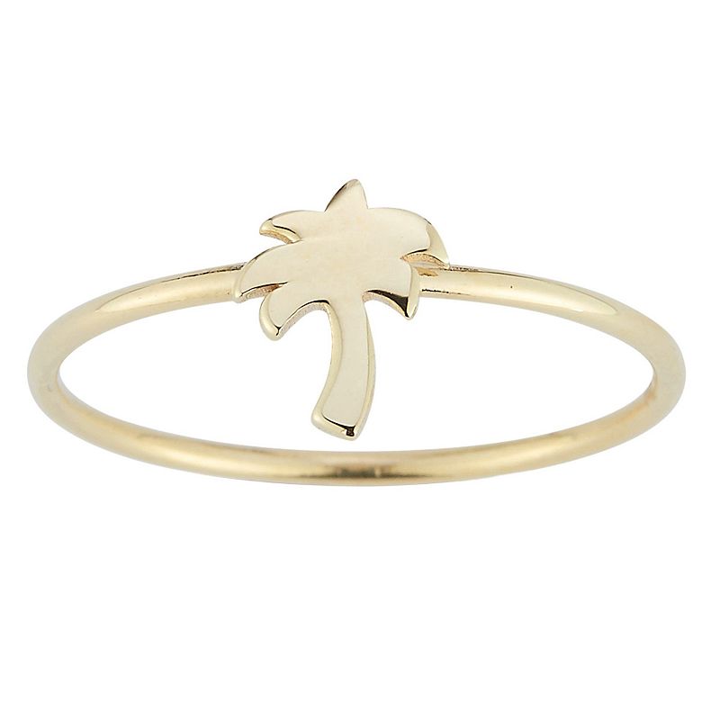 LUMINOR GOLD 14k Gold Palm Tree Stackable Ring, Womens, Size: 6, Yellow