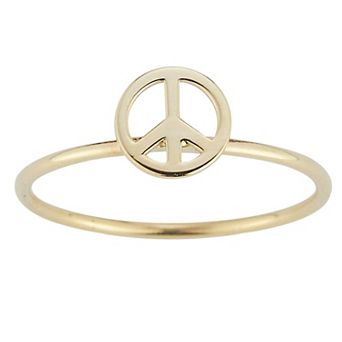 LUMINOR GOLD 14k Gold Peace Sign Stackable Ring