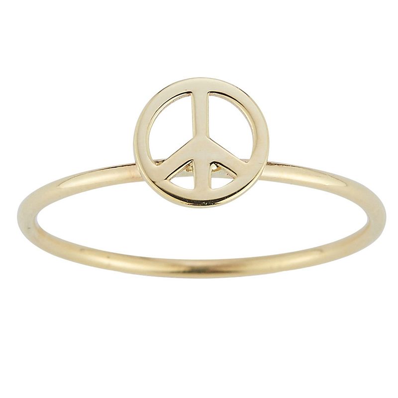 LUMINOR GOLD 14k Gold Peace Sign Stackable Ring, Womens, Size: 6, Yellow