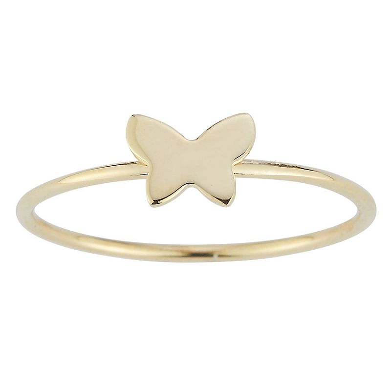 LUMINOR GOLD 14k Gold Butterfly Stackable Ring, Womens, Size: 6, Yellow