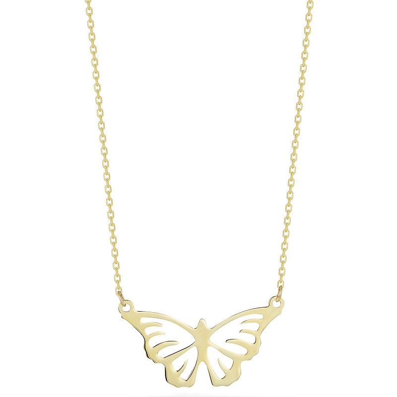 LUMINOR GOLD 14k Gold Open Butterfly Necklace, Womens, Size: 18, Yellow