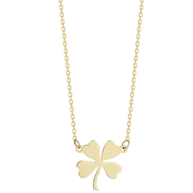 LUMINOR GOLD 14k Gold Small Clover Necklace, Womens, Size: 18, Yellow