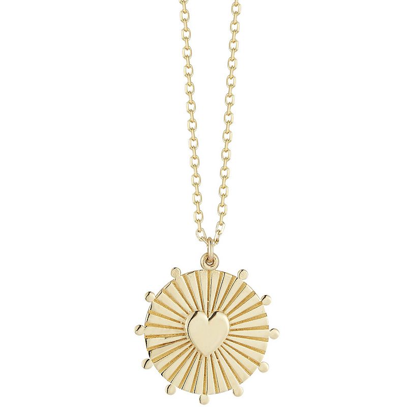 LUMINOR GOLD 14k Gold Heart Medallion Necklace, Womens, Size: 18, Yello