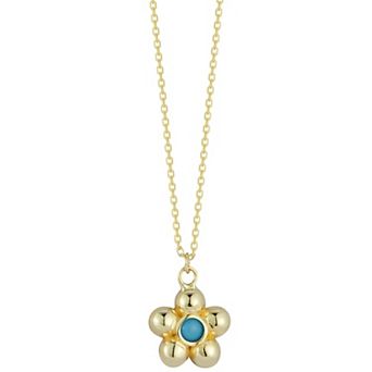 LUMINOR GOLD 14k Gold Turquoise Flower Necklace