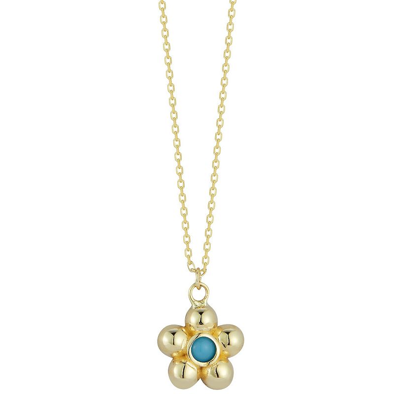 LUMINOR GOLD 14k Gold Turquoise Flower Necklace, Womens, Size: 18, Yell