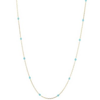 LUMINOR GOLD 14k Gold Turquoise Enamel Bead Chain Necklace