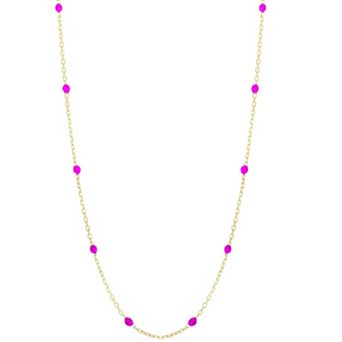 LUMINOR GOLD 14k Gold Pink Enamel Bead Chain Necklace