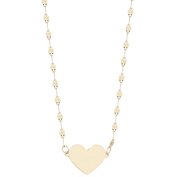 LUMINOR GOLD 14k Gold Heart Mirror Chain Necklace