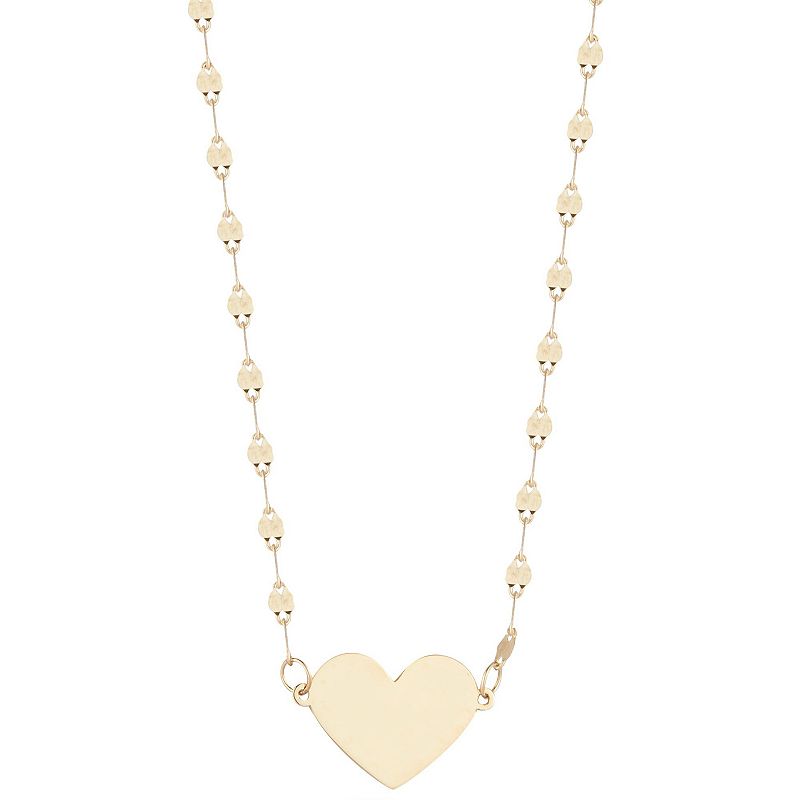 LUMINOR GOLD 14k Gold Heart Mirror Chain Necklace, Womens, Size: 18, Ye