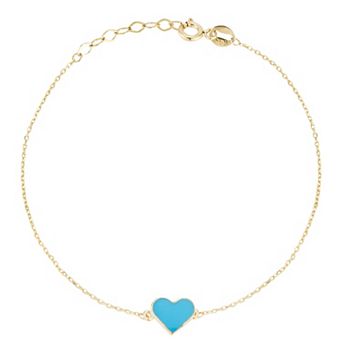 LUMINOR GOLD 14k Gold Enamel Heart Bracelet