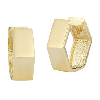 LUMINOR GOLD 14k Gold Hexagon Huggie Hoop Earrings