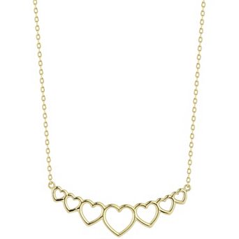 LUMINOR GOLD 14k Gold Graduated Heart Bib Necklace