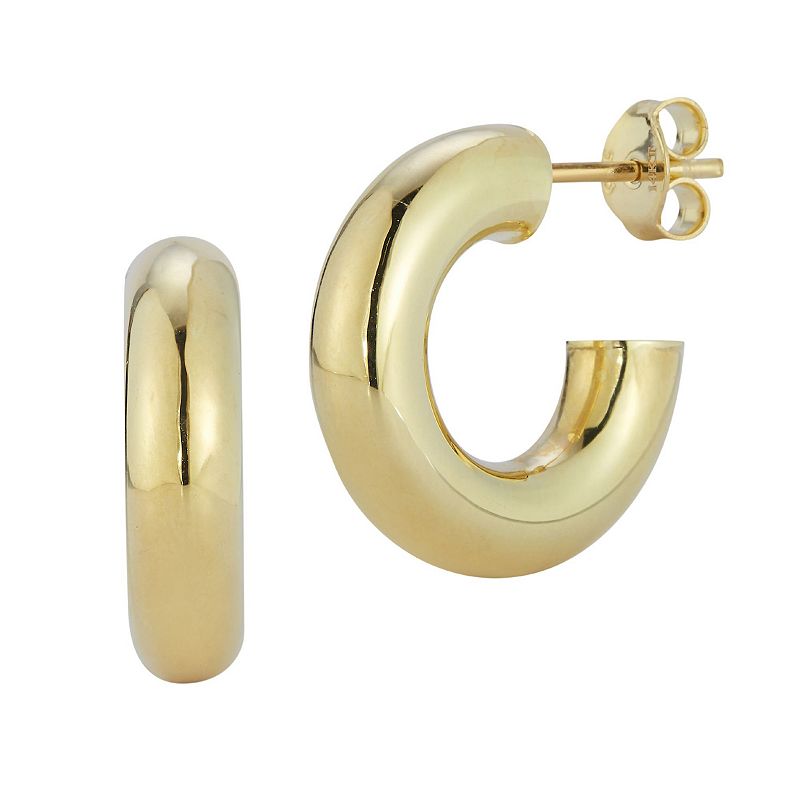 LUMINOR GOLD 14k Gold Tube Hoop Earrings, Womens, Yellow