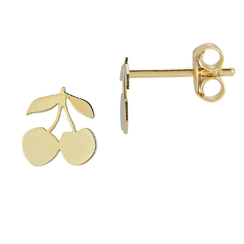 LUMINOR GOLD 14k Gold Cherry Stud Earrings, Womens, Yellow