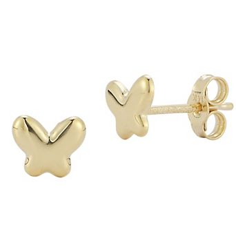 LUMINOR GOLD 14k Gold Puffed Butterfly Stud Earrings