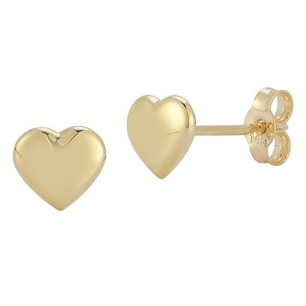 LUMINOR GOLD 14k Gold Puffed Heart Stud Earrings