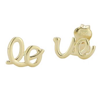 LUMINOR GOLD 14k Gold Script Love Stud Earrings