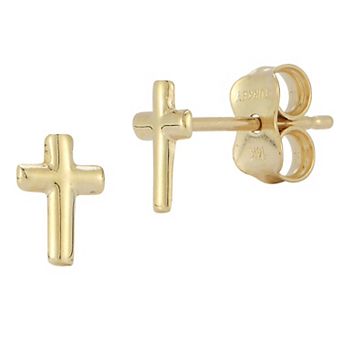 LUMINOR GOLD 14k Gold Cross Stud Earrings