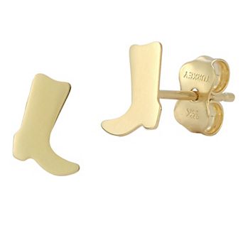 LUMINOR GOLD 14k Gold Cowboy Boots Stud Earrings