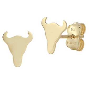 LUMINOR GOLD 14k Gold Long Horn Stud Earrings