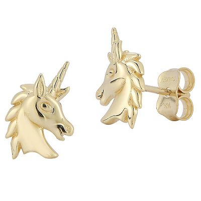 LUMINOR GOLD 14k Gold Unicorn Stud Earrings