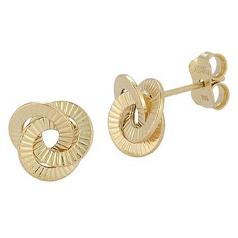 LUMINOR GOLD 14k Gold Ribbed Love Knots Stud Earrings