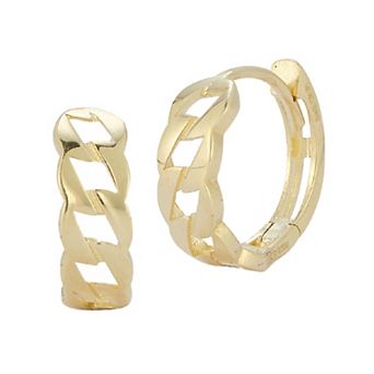 LUMINOR GOLD 14k Gold Curb Huggie Hoop Earrings