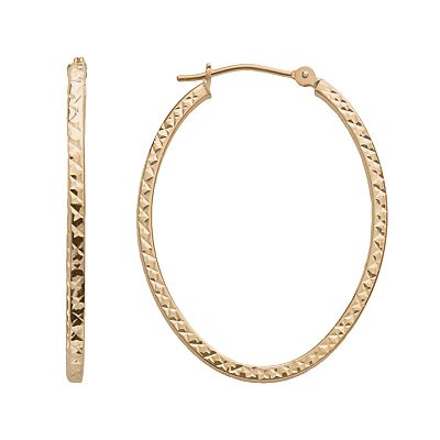 14k Gold Oval Hoop Earrings