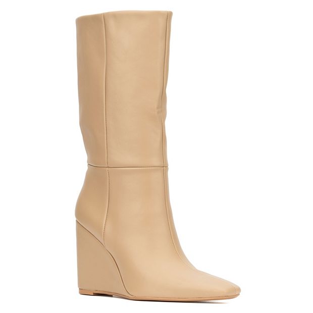 Beige wedge boots online