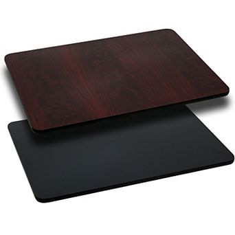 Emma and Oliver 30"x60" Rectangular Black/Mahogany Reversible Laminate Table Top