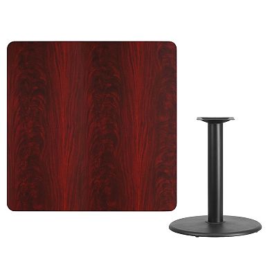 Emma and Oliver 42" Square Natural Laminate Table Top with 24"RD Base
