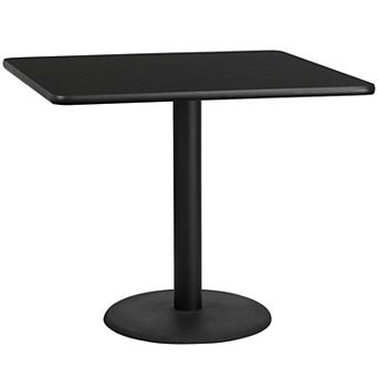 Emma and Oliver 42" Square Natural Laminate Table Top with 24"RD Base