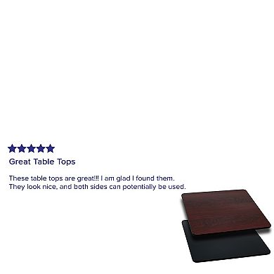 Emma and Oliver 36" Square Black/Mahogany Reversible Laminate Table Top