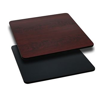 Emma and Oliver 36" Square Black/Mahogany Reversible Laminate Table Top