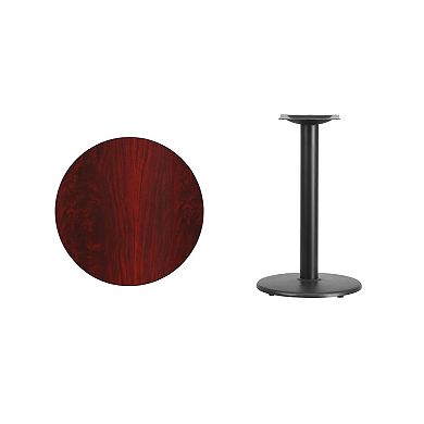 Emma and Oliver 24"RD Mahogany Laminate Table Top with 18"RD Base