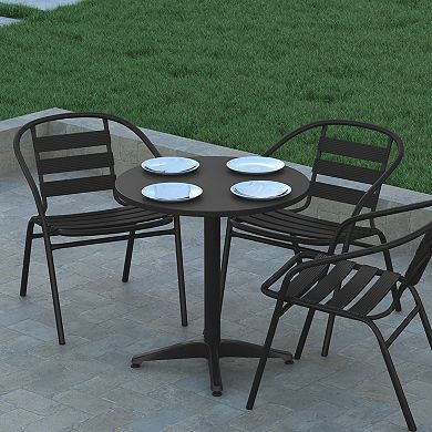 Emma and Oliver 27.5" Round Aluminum Indoor-Outdoor Table
