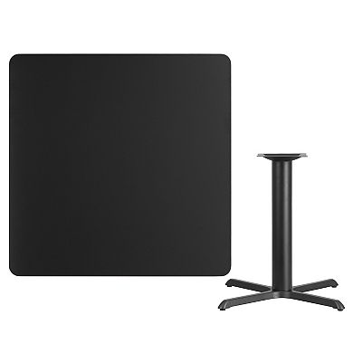 Emma and Oliver 42" Square Black Laminate Table Top with 33"x33" Table Height Base