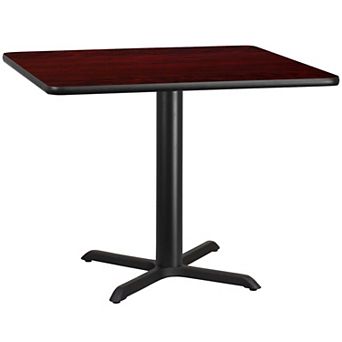 Emma and Oliver 42" Square Black Laminate Table Top with 33"x33" Table Height Base